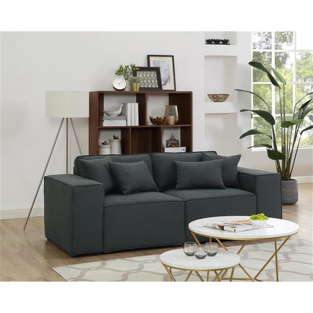 Lilola Home Elson Loveseat in Dark Gray Linen
